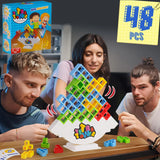 48 Pcs Tetra Tower Balance Stacking Blocks Game Board Games for 2 Players+ Family Games Parties Travel Kids & Adults