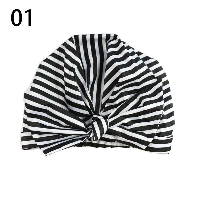 Waterproof Cap Elastic Bow Nightcap For Women Satin Shower Hair Bonnet Sleeping Cap Spa Bathing Hair Accessory Bathroom Product