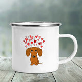 I Love Dachshunds Printed Enamel Mug Creative Glass Coffee Drinks Dessert Milk Cup Glass Vintage Heatable Handle Drinkware Gifts