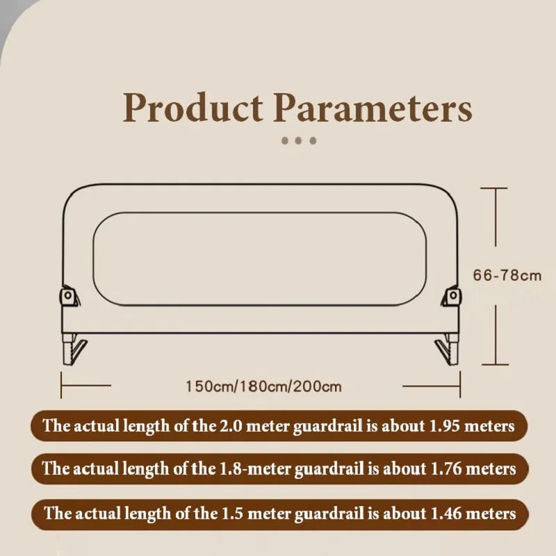 Invisible Collapsible Baby Bed Rail Guardrail Safety U-Shaped Reinforced Base Railings for Kids Unilateral Anti Fall Bed Fence