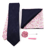 Two Side Floral Plaid Cotton Patchwork Tie Set Brooch Pin Clip Hankie Cufflink Ties Men Party Daily Shirt Cravat Gift Accessory