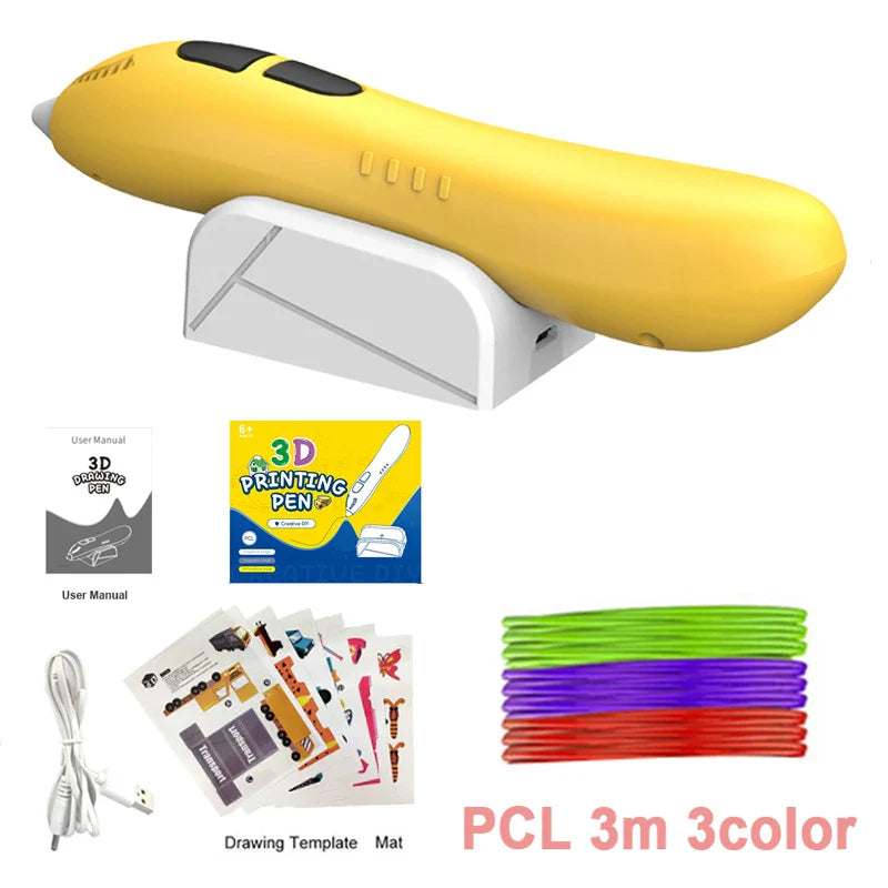 Kids' Safe 3D Printing Pen - Wireless, Low-Temperature, Magnetic Suction DIY Tool for Creative Fun!