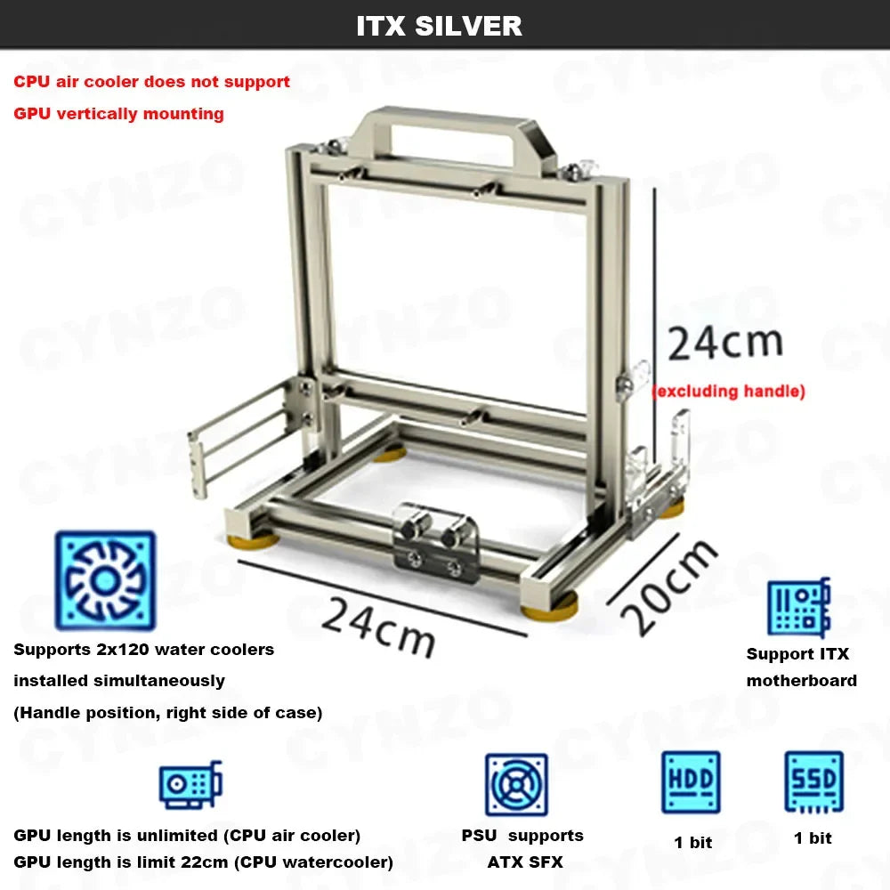 ITX MATX ATX Gamer Cabinet,MOD Desktop PC Case Open Frame Rack,Water Cooler Computer Gaming Chassis Vertical Personality DIY