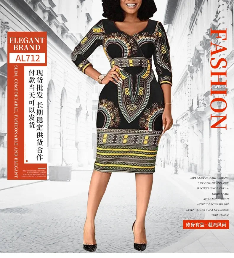 European and American national style women dress sub-skirt African fashion ladies printed dress