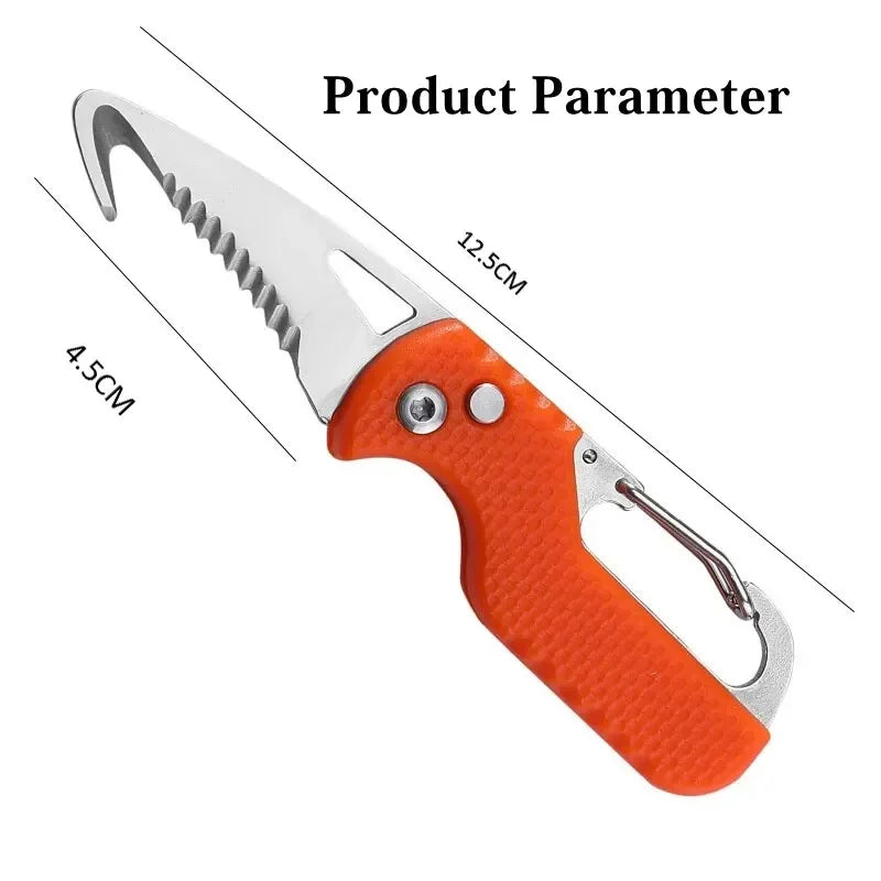 Portable Folding Knife Express Package Knife Gift Keychain Serrated Hook Knife Outdoor Camping Carry-on Survival Tool Box Opener