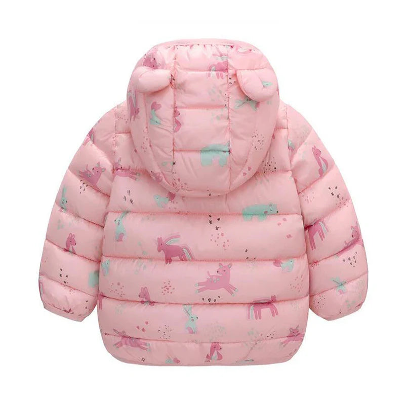 1-5 Years Baby Boy Hooded Lightweight Down Jacket Kids Girl Cartoon Dinosaur Zipper Coats Autumn Winter Warm Christmas Outerwear