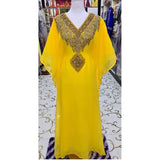 V-neck Kaftan Moroccan Dubai Caftan Abaya Fancy Long Crystal Beading Dress