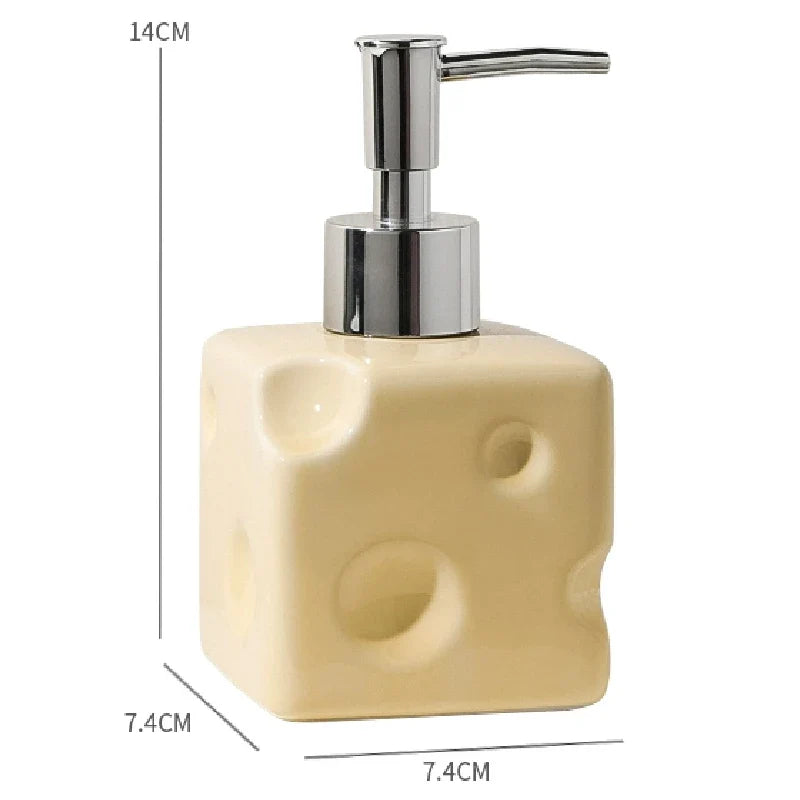 European Creative Cheese Soap Dispenser Ceramic Emulsion Bottle Bathroom Decoration Shampoo Water Bottle Press Bottle 280ML