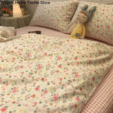 European Ins Floral Brushed Home Bedding Set Simple Soft Duvet Cover Set With Sheet Comforter Covers Pillowcases Bed Linen