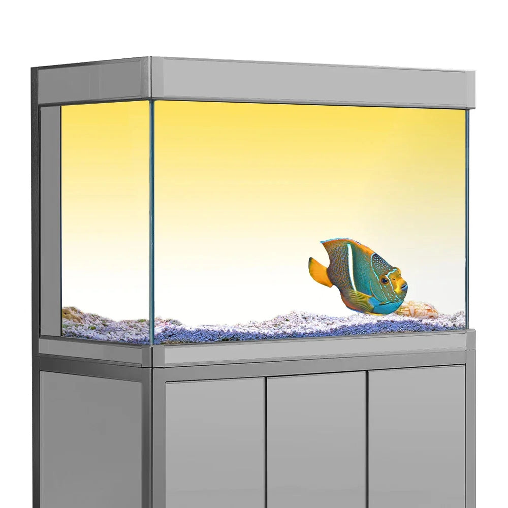 Fish Tank Background Sticker White Yellow Green Blue Cyan Gradient Simple Printing Wallpaper Aquarium Backdrop Decorations PVC