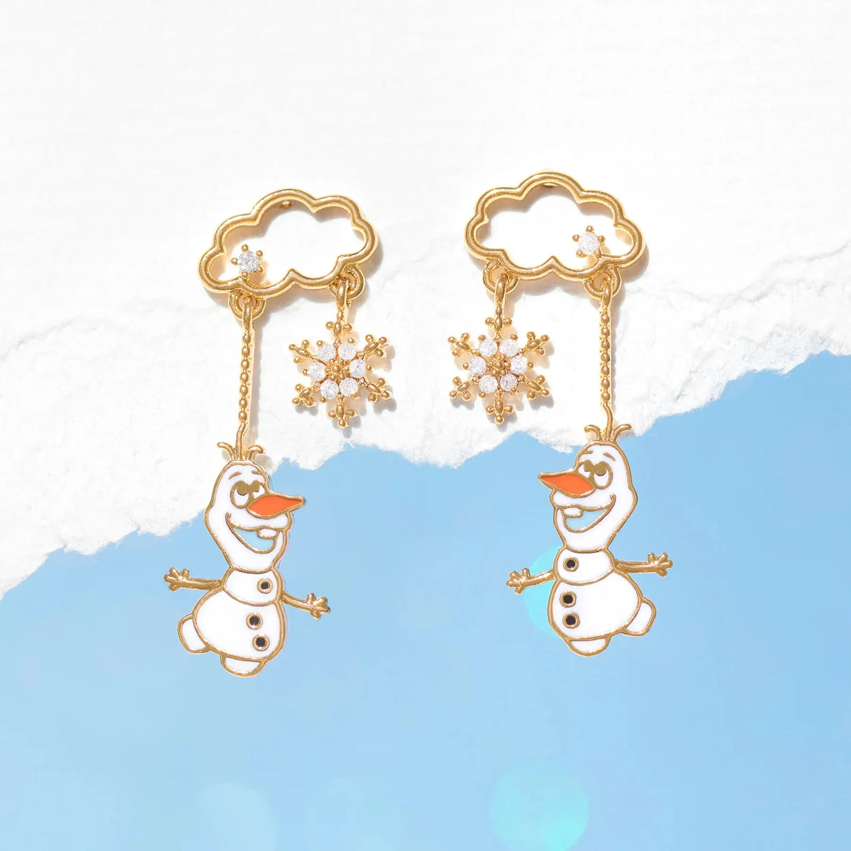 New ins Cute White Snowman Earrings Exquisite Princess Zircon Earrings Set For Women Fashion Jewelry