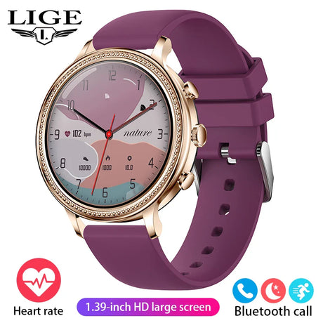 LIGE Luxury Smart Watches For Women Bluetooth Call Connected Phone Women Watch Health Monitor Sports Smartwatch 2023 Women Gift