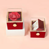 New Rotation Rose Jewelry Gift Box Valentine's Day Marriage Acrylic Ring Boxes Necklace Storage Rose Jewelry Display Rack