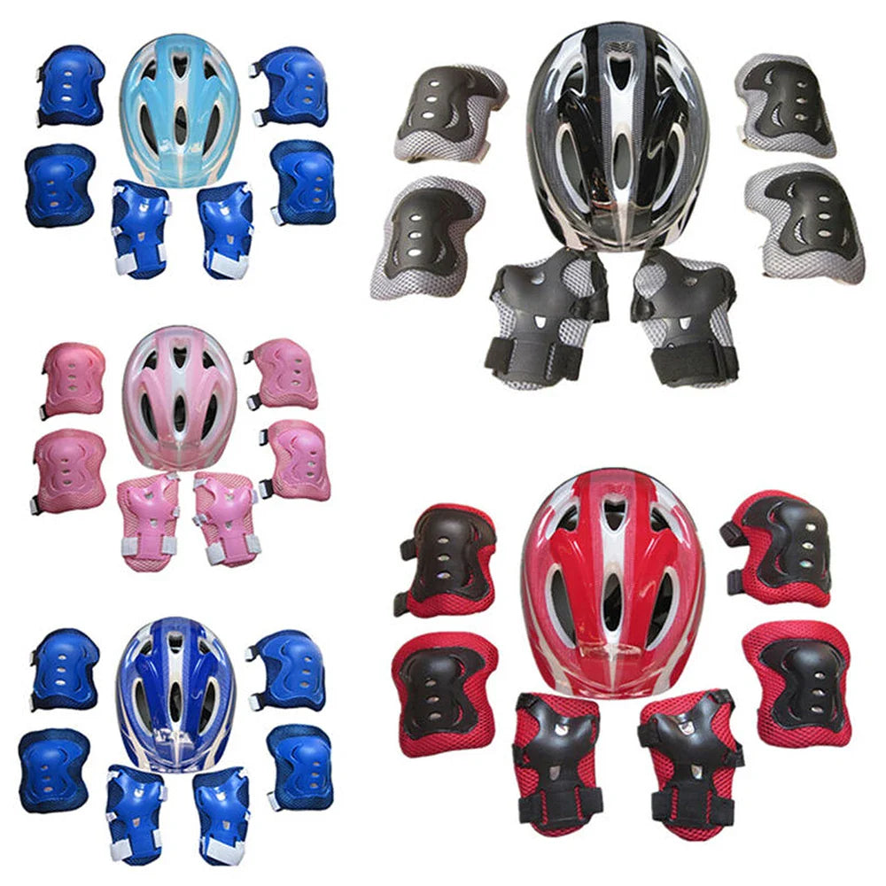 7Pcs Kids Skating Protective Gear Set Children Knee Wrist Guard Elbow Pads Bicycle Skateboard Ice Skating Roller Protector Guard