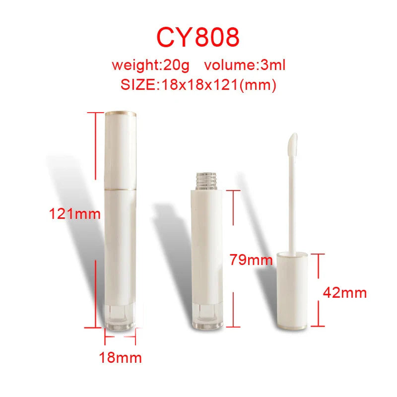 3ml White Empty Lip Gloss Tube DIY Lipstick Lip Balm Refillable Bottle Makeup Lip Glaze Applicator Blusher Accessory