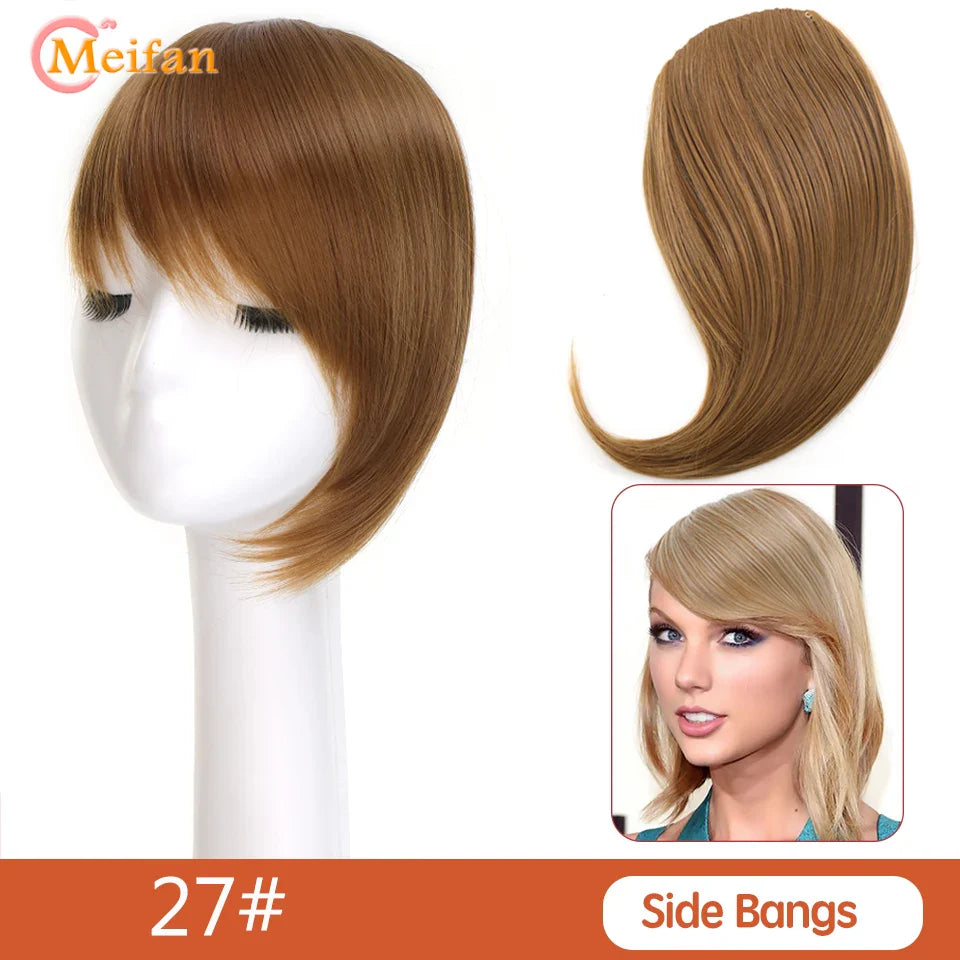 MEIFAN Synthetic False Bangs Clip-In Bangs Extension Natural Neat Fake Fringe Topper Hairpiece Invisible Clourse Hairpieces