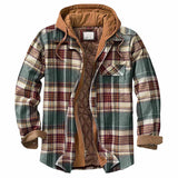 Men's coat Quilted Lined Button Down Plaid Shirt winter jacket for men Keep Warm Jacket With Hood winter outerwear ropa hombre