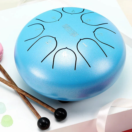 Hluru Glucophone Steel Tongue Drum 6 Inch 8 Notes Ethereal Drum Tone Key C5 Drum Percussion Children Musical Instrument