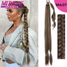 28 Inch Long DIY Braided Ponytail Extension with Hair Tie Straight Wrap Around Hair Extensions Ponytail Synthetic Hairpiece 100G