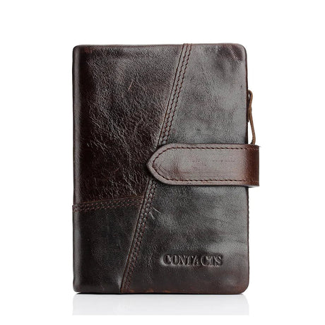 CONTACT'S Genuine Leather Wallets for Men Vintage Long Wallets Luxury Brand Coin Purses Men Card Holder Money Clip Men's Wallet