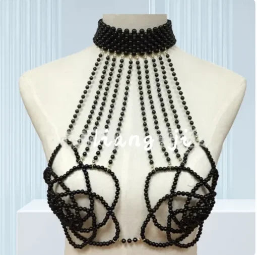 Body Chain  totally hand-made pearl Sexy For Body Waist Chain Women Sexy Festival Rave Outfit Waist Chain  Bra Rave Accessories