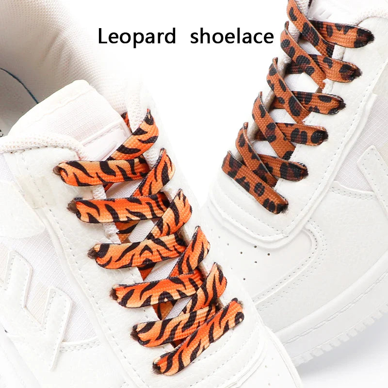 Animal Pattern Shoelaces Flat AF1/AJ Sneakers Shoe laces Tiger/Snake/Leopard Print Shoelace 120/140/160CM Shoes Strings 1Pair