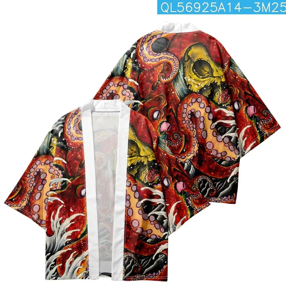 Plus Size XXS-6XL animal Print Loose Japanese Streetwear Cardigan Women Men Harajuku Haori Kimono Cosplay Top Shirts Yukata