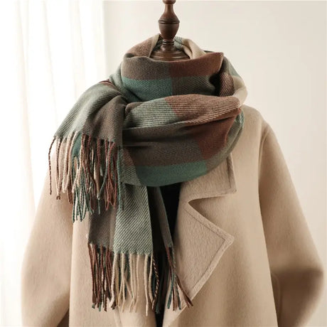 Winter Plaid Cashmere Blanket Scarf Fashion Design Thick Warm Pashmina Travel Shawl Wraps With Tassel Poncho Stoles Echarpe