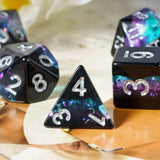 Cusdie 3 Layers Glitter Dice DND 7Pcs Resin D&D Dice D4 D6 D8 D10 D% D12 D20 Polyhedral Dice Set for Role Playing Table Games