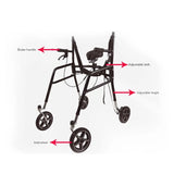 Lightweight Folding Portable Mobility Walker for The Elder Disabled Lower Limb Rehabilitation Training Walking Aids with Wheels