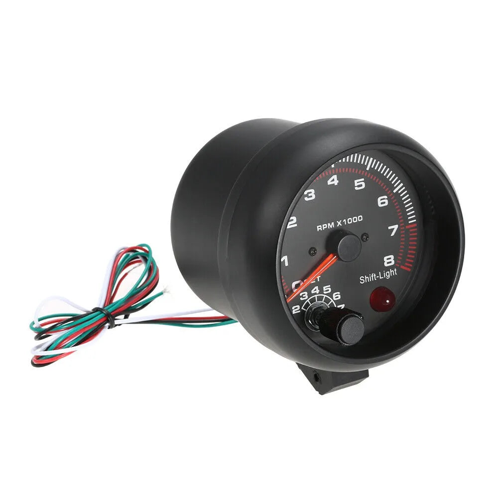 0-8000 RPM Pointer Tachometer Universal Automobile Modification Instrument Black Tachometer Gauge Interior Light Car Accessory