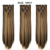 Set Hair Clip In Hair Extensions With Clips Hairpieces Synthetic Extension False/Fake Hair Blonde Eunice Hair Long Hair Pieces