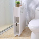 Toilet Side Cabinet 4 Layer Narrow Storage Cabinet Toilet Receive Bathroom Cabinet Movable Floor-To-Ceiling Low Shelves White