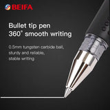 BEIFA 12pcs Classic Signing Gel Ink Pen Durable Ballpoint Pen Bullet Tip 0.5mm for School Office Supplies Stationery