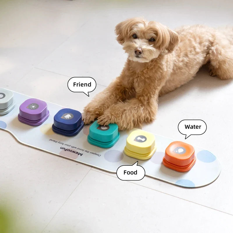 Mewoofun Voice Recording Button Pet Toys Dog Buttons for Communication Pet Training Buzzer Recordable Talking Button with Mat