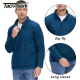 TACVASEN 1/4 Zipper Collar Spring Fleece Sweaters Mens Warm Sweatshirts Breathable Casual Sports Hiking Turtleneck Pullover Tops