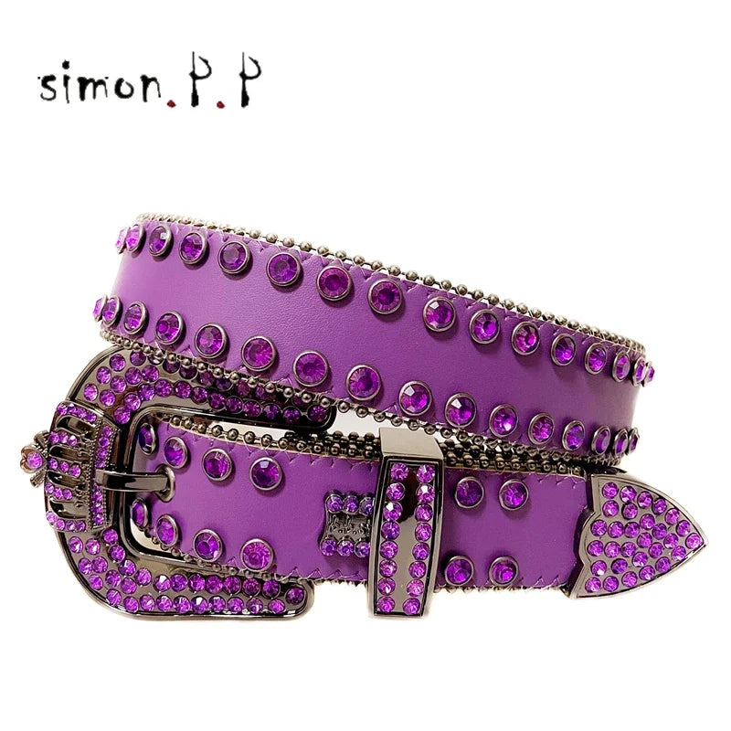 Punk Western Rhinestone Belts for Women Luxury Diamond Strap Cowgirl Cowboy Bling Crystal Pin Wide Buckle Studded Y2K Mens Belts