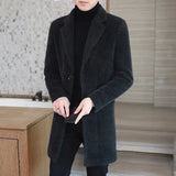 2023 High-end Feel Men Fashion Handsome All Woolen Coat Suit Collar Long Trench Coat Woolen Coat Thick Casual  Winter Jacket Men