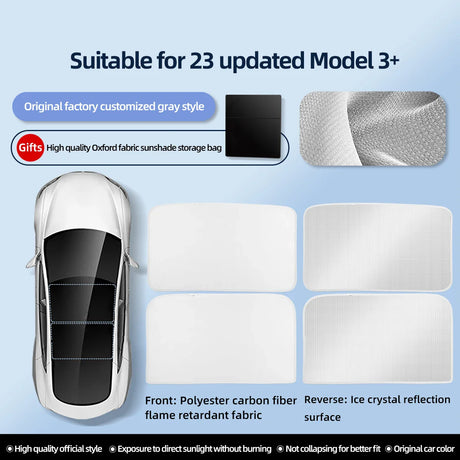 For Tesla Model 3 Highland Sunroof Sunshade Net Front And Rear Skylight Windshield Glass Roof Shading Net 2024 Car Accessories