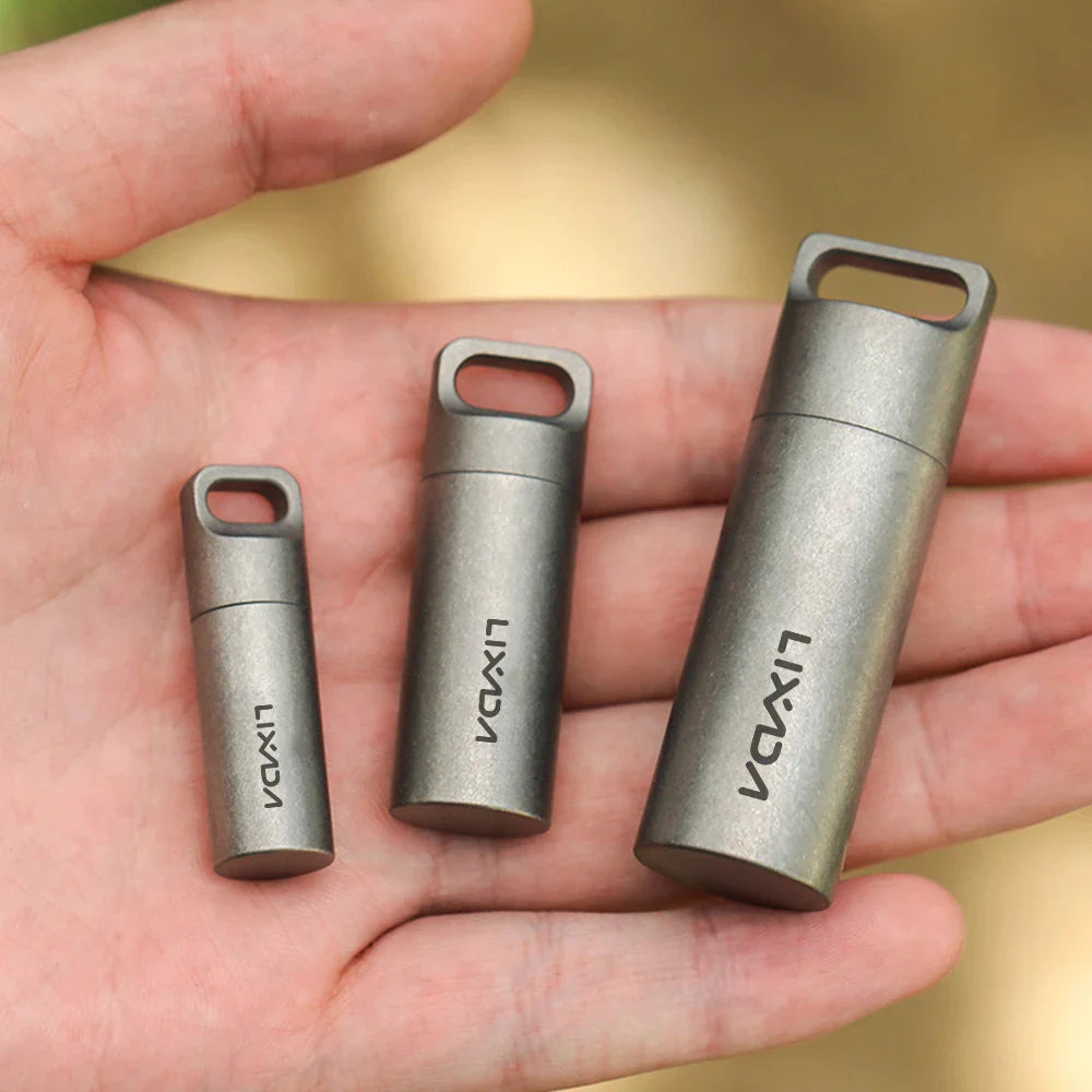 Mini Titanium Pill Case Waterproof Portable Ultralight Pill Holder Pocket Pill Box Container for Outdoor Travel Camping Hiking