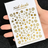 3D Gold Sun/Moon/Star Bronzing Nail Art Sticker 8*10cm Laser Star Moon Design Nail Decal Gold Silver Self-Adhesive Slider &*&