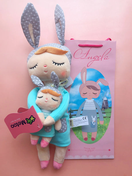 Metoo Doll Stuffed Toys Kawaii Mother and Kid 2 Piece Angela Plush Sleeping Toys For Girls Newborn Baby Christmas Birthday Gift