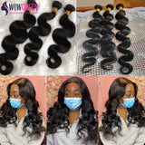 32 36 40 Inch Body Wave Bundles Human Hair Bundles 2/3/4 Deal Brazilian Weaving Natural Black Remy Raw Hair Extensions For Women