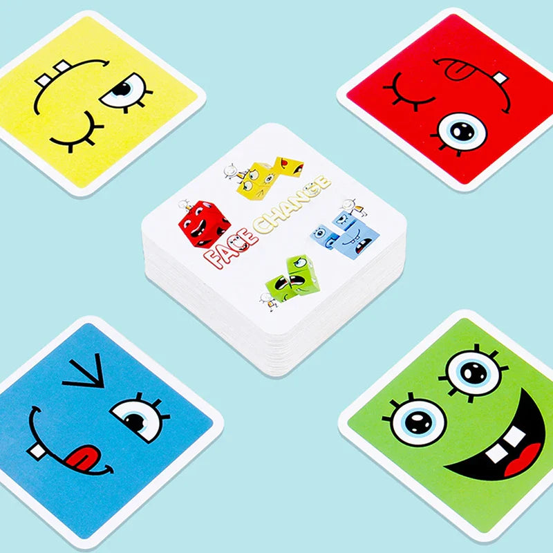 Face Changing Building Blocks Iron box Set Face Change Block Party Board Game Portable Travel Montessori Toy Gift for Boys Girls