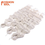 FASHION IDOL Lena Hair Synthetic Deep Wave Braiding Hair Extensions 24 Inch Water Wave Crochet Braid Hair Ombre Blonde Fake Hair