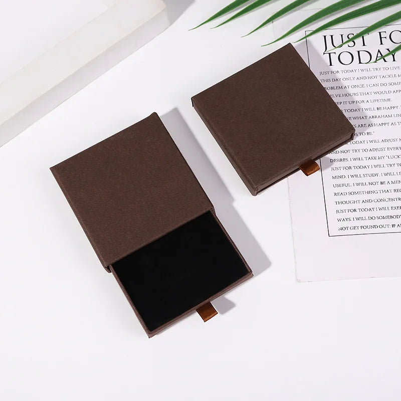 New Arrive Thin Kraft Paper Drawer Jewelry Packaging Box Greeting Card Necklace Bracelet Gift Package Case Boxes Dropshipping