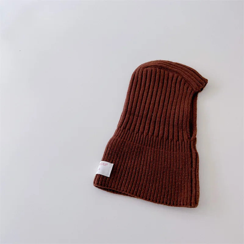 Winter Warm Solid Knit Hooded One Piece Baby Scarf Hats Toddler Kids Caps Accessories