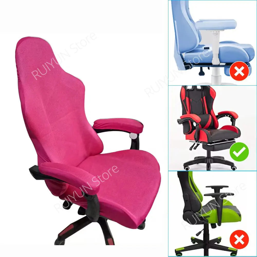 Solid Long Armrest Gaming Chair Cover Breathable Office Chair Cover Seat Cover for Computer Chair Seat Case Dustproof Slipcover