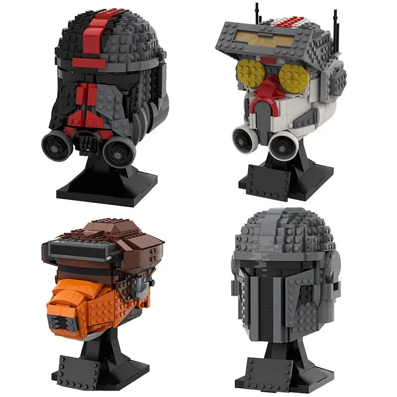 Space Wars Wreckers- Helmets Samurai Helmet Building Blocks Bountyed-Hunter-Helmets Collection Bricks Toy for Kids gift