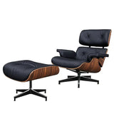 US Inventory Modern Living Room Lounge Chairs Arm Chair with Ottoman Stool Genuine Leather